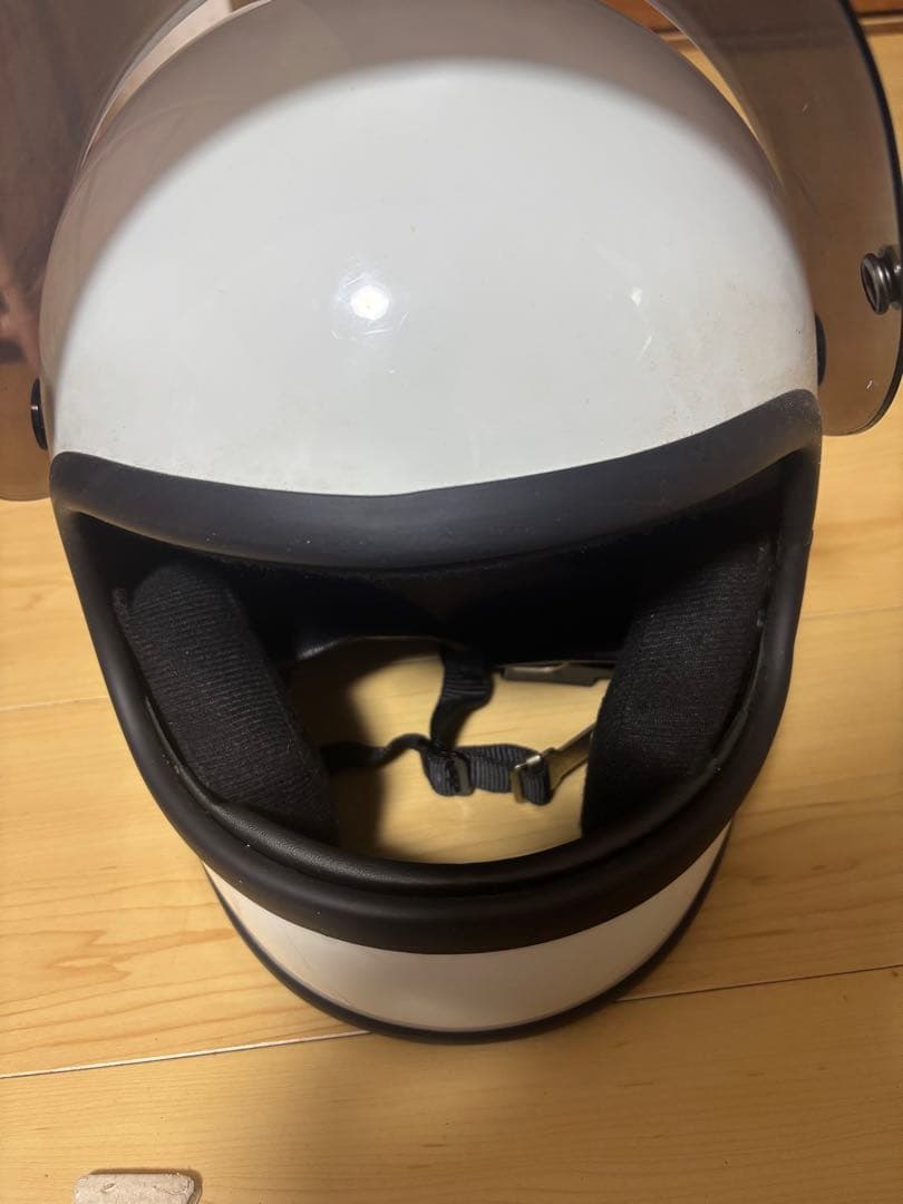 族ヘル風　ホワイト フルフェイスヘルメット ミラーシールド付き