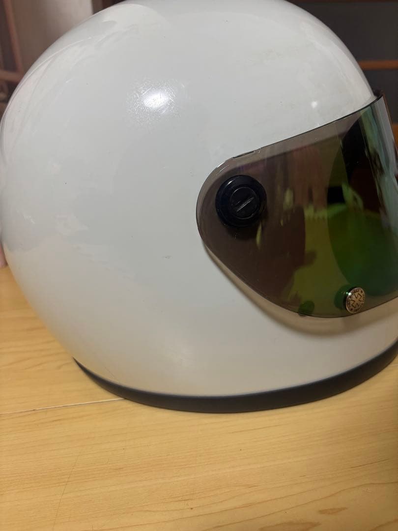 族ヘル風　ホワイト フルフェイスヘルメット ミラーシールド付き