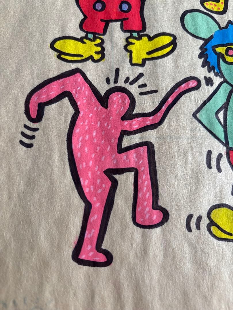 キースヘリング　肉筆　模写　サイン有　油彩　原画　ポップアート 財印スタンプ