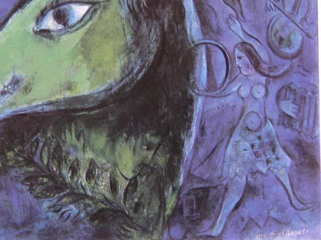 シャガール、『青いサーカス』、希少な画集より、新品高級額・額装付、状態良好