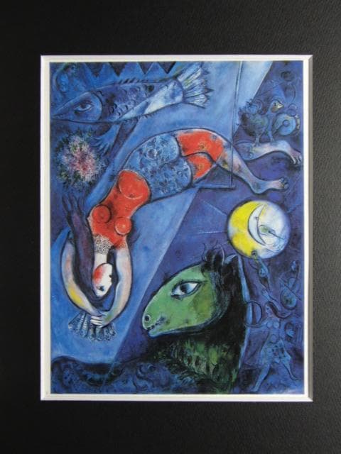 シャガール、『青いサーカス』、希少な画集より、新品高級額・額装付、状態良好