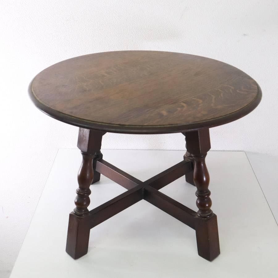 英国アンティーク オーク無垢 ラウンドコーヒーテーブル サイドテーブル