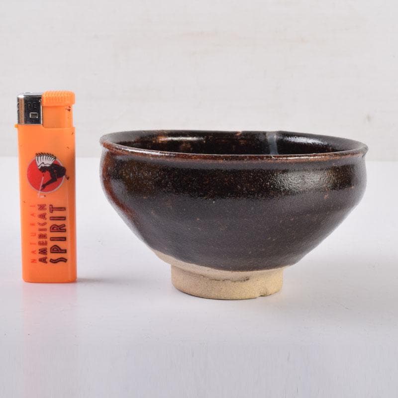 茶道具　瀬戸焼　黒茶碗　仕覆・時代箱付　V　8478