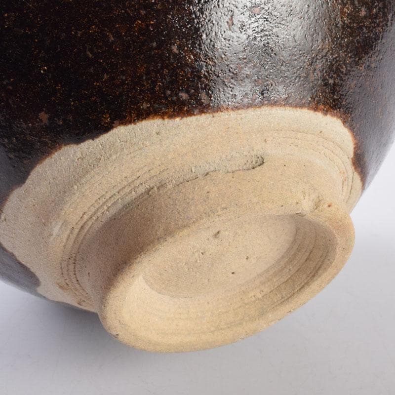 茶道具　瀬戸焼　黒茶碗　仕覆・時代箱付　V　8478