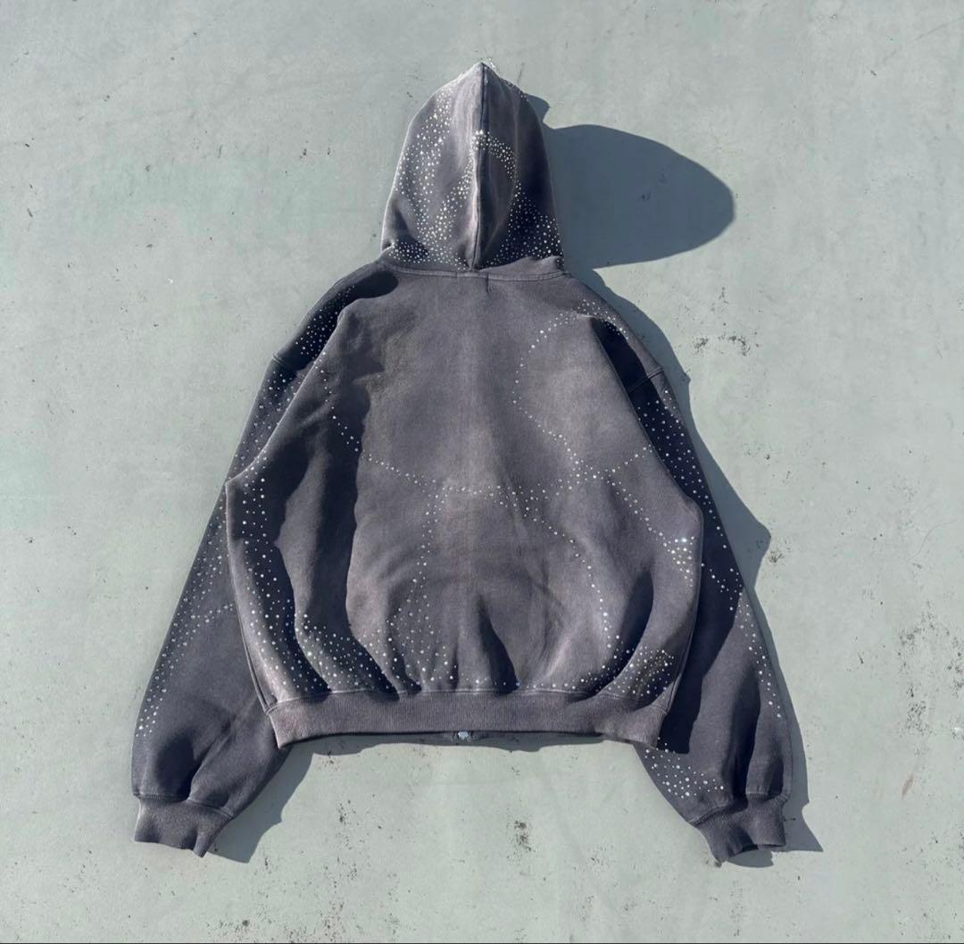 トップス Bullet Logo Rhinestone Zip Hoodie