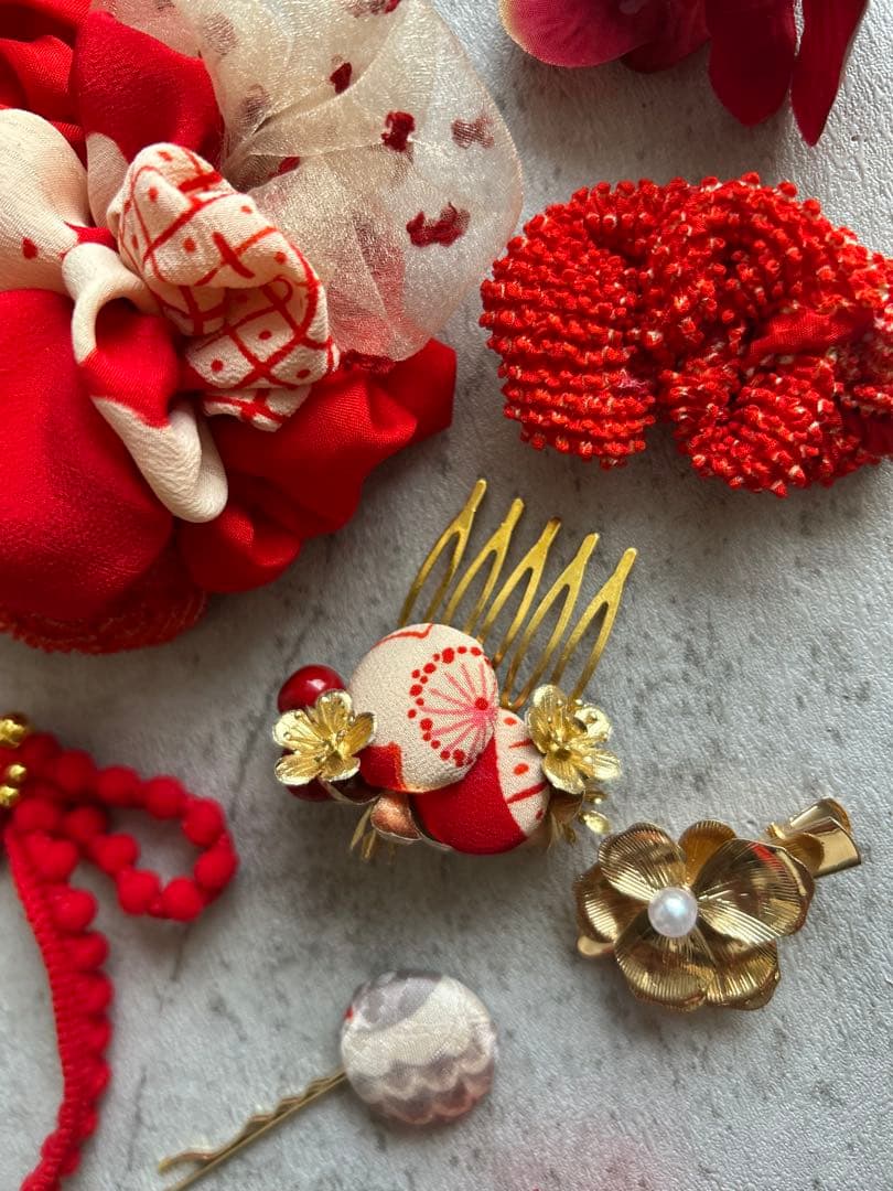 七五三　七五三髪飾り　ヘッドドレス　着物髪飾り　リメイク髪飾り　079