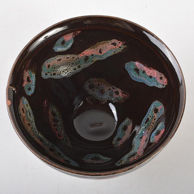 中国　南宋　油滴　曜変天目茶碗　在銘　C　6455