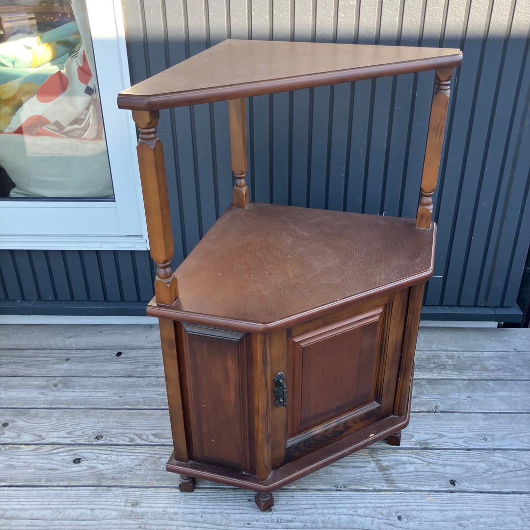 昭和レトロ 木製コールキャビネット コーナーラック 飾り棚 インテリア 古家具