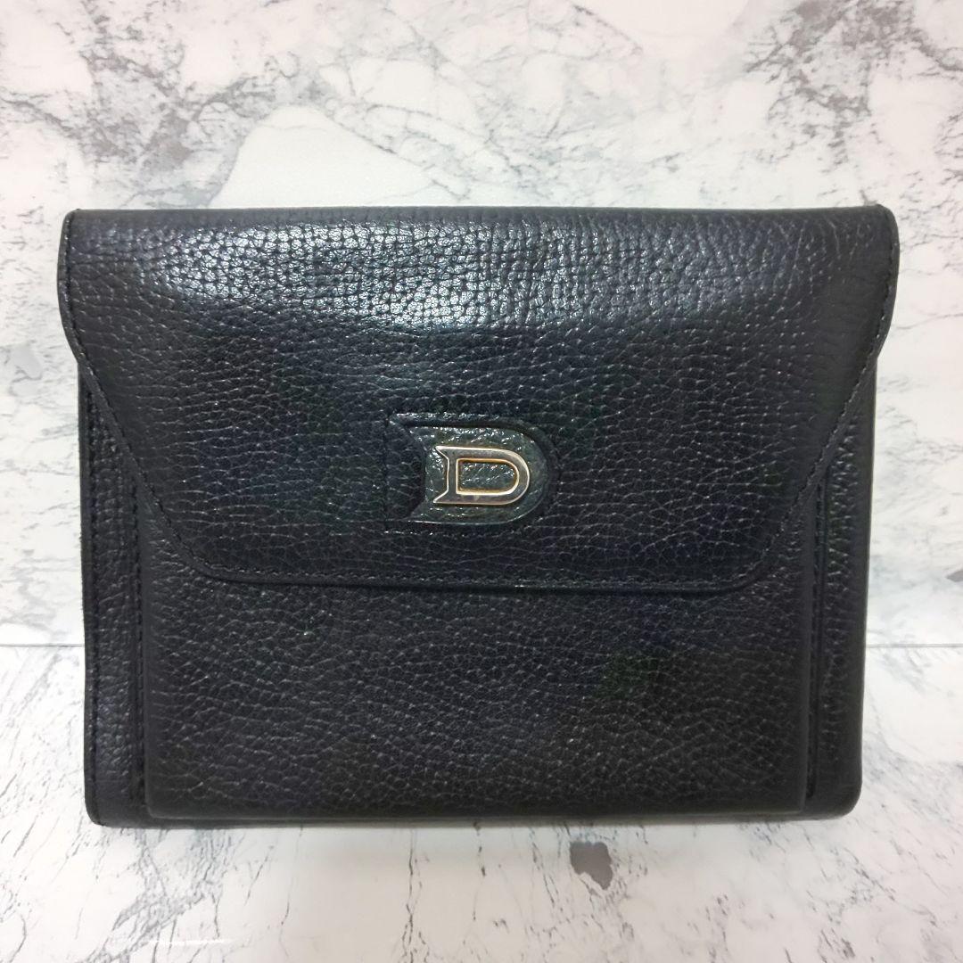 【極美品/希少】DELVAUX Dロゴ コンパクトウォレット シュリンクレザー
