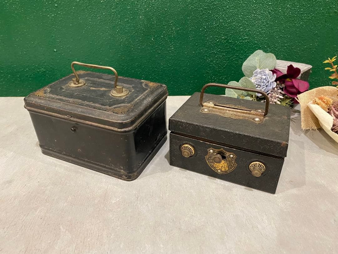 年代物 手提げ金庫 セット アンティーク ビンテージ 昭和レトロ 当時物 希少