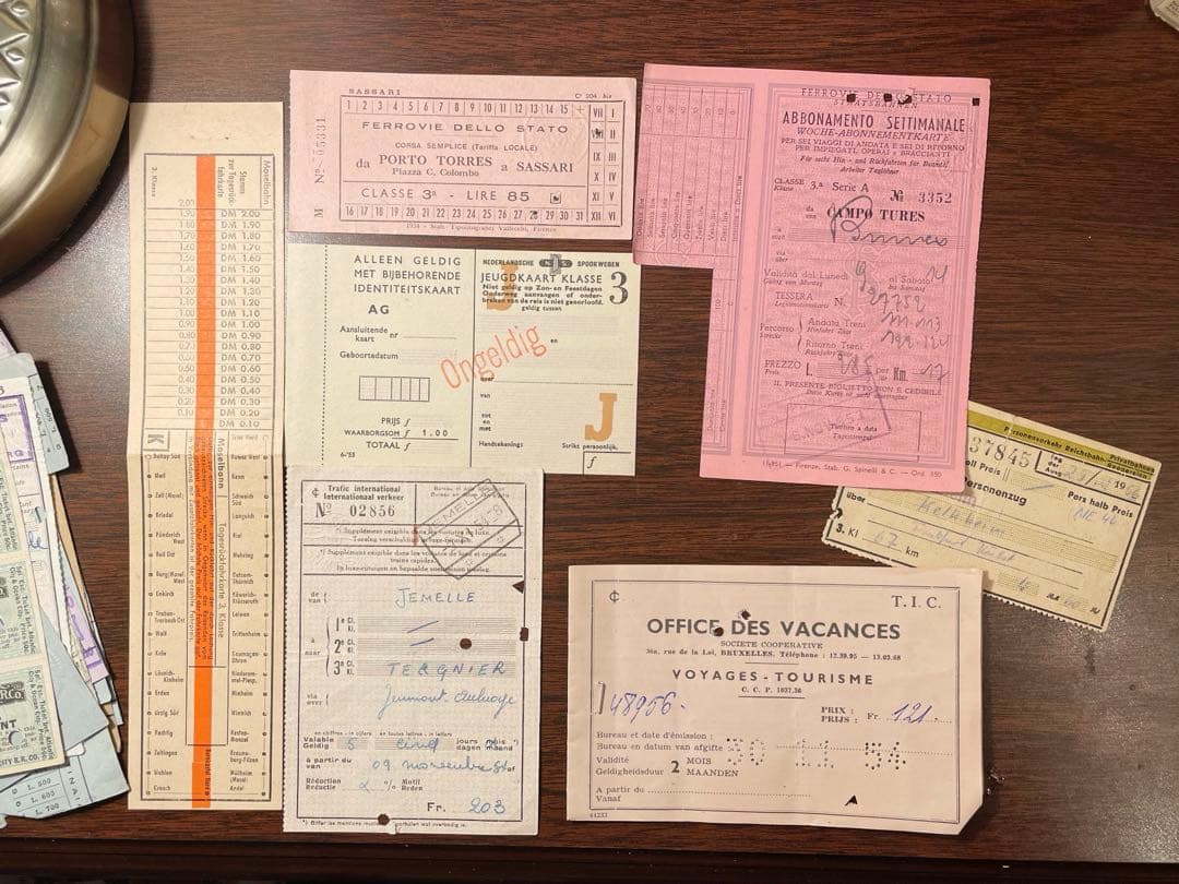 海外　鉄道チケット　ブルー、パープルカラー　20枚程　ヴィンテージ