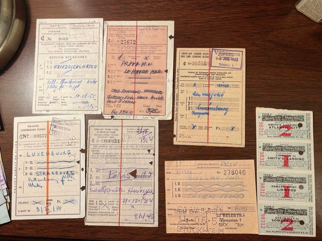 海外　鉄道チケット　ブルー、パープルカラー　20枚程　ヴィンテージ