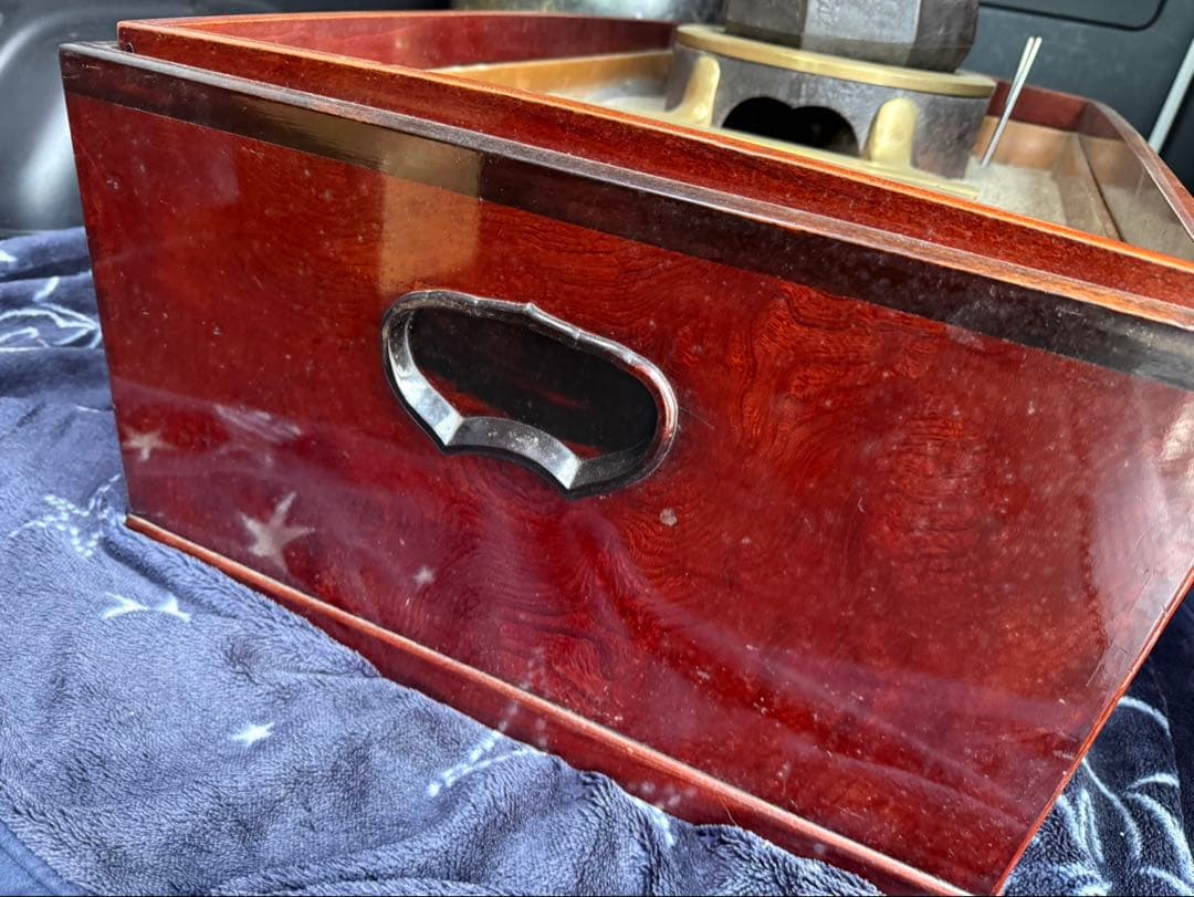 【特大・極美品】高級長火鉢 一式　横幅130cm 鉄瓶/灰/五徳/火箸 完備