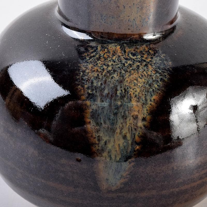 茶道具　京焼　平安　万代喜山造　鶴首茶入　仕覆付　共箱　V　6942