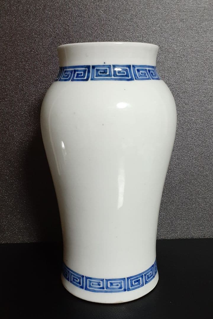 【名品】江戸時代後期～明治時代初期　古伊万里　南蛮船の図　雷文様　花入れ　装飾品