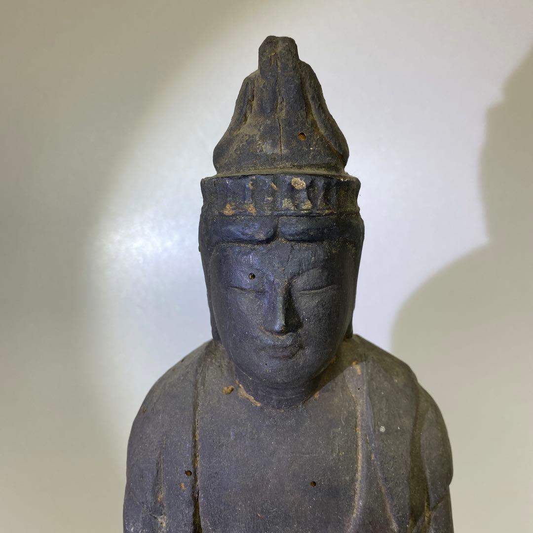 古代　江戸前期以前　木彫観音像　高さ約43㎝　トヒカカ　東さ8-0107☆2F