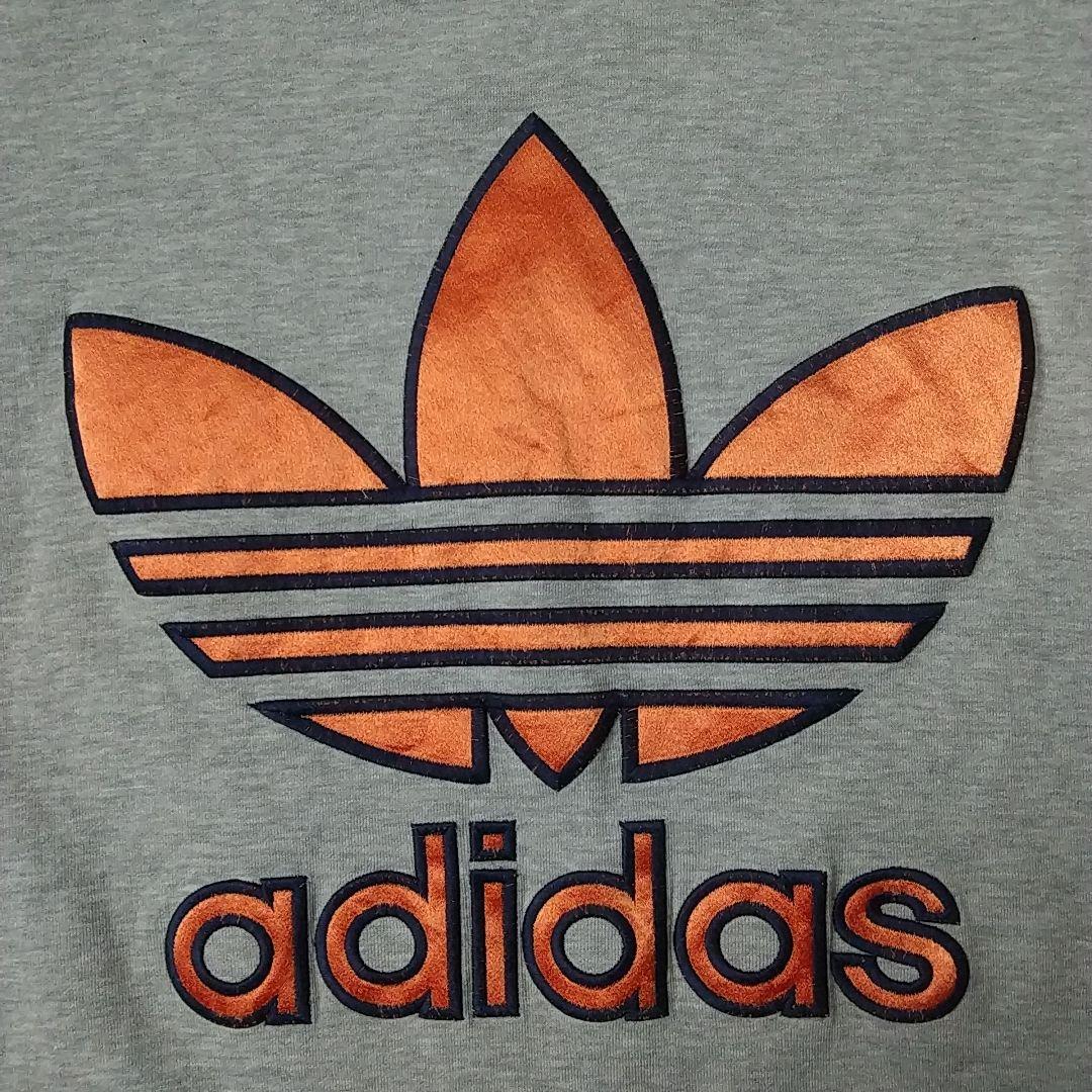 希少☆90s デサント製 アディダス 刺繍 アームロゴ パーカー L～O