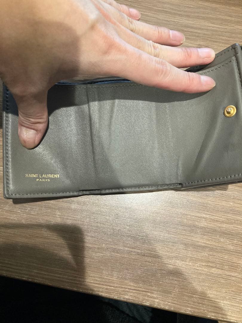 SAINT LAURENT オリガミ　グレー 三つ折り財布