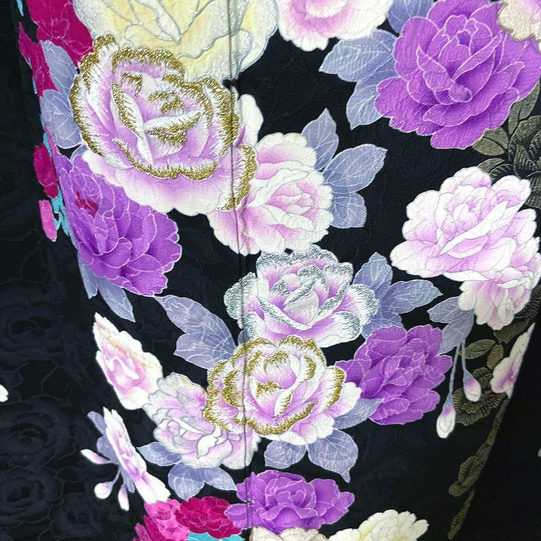 振袖フルセット　手描き友禅　紋意匠　成人式振袖　振袖　裄丈69 ほっそり華やか