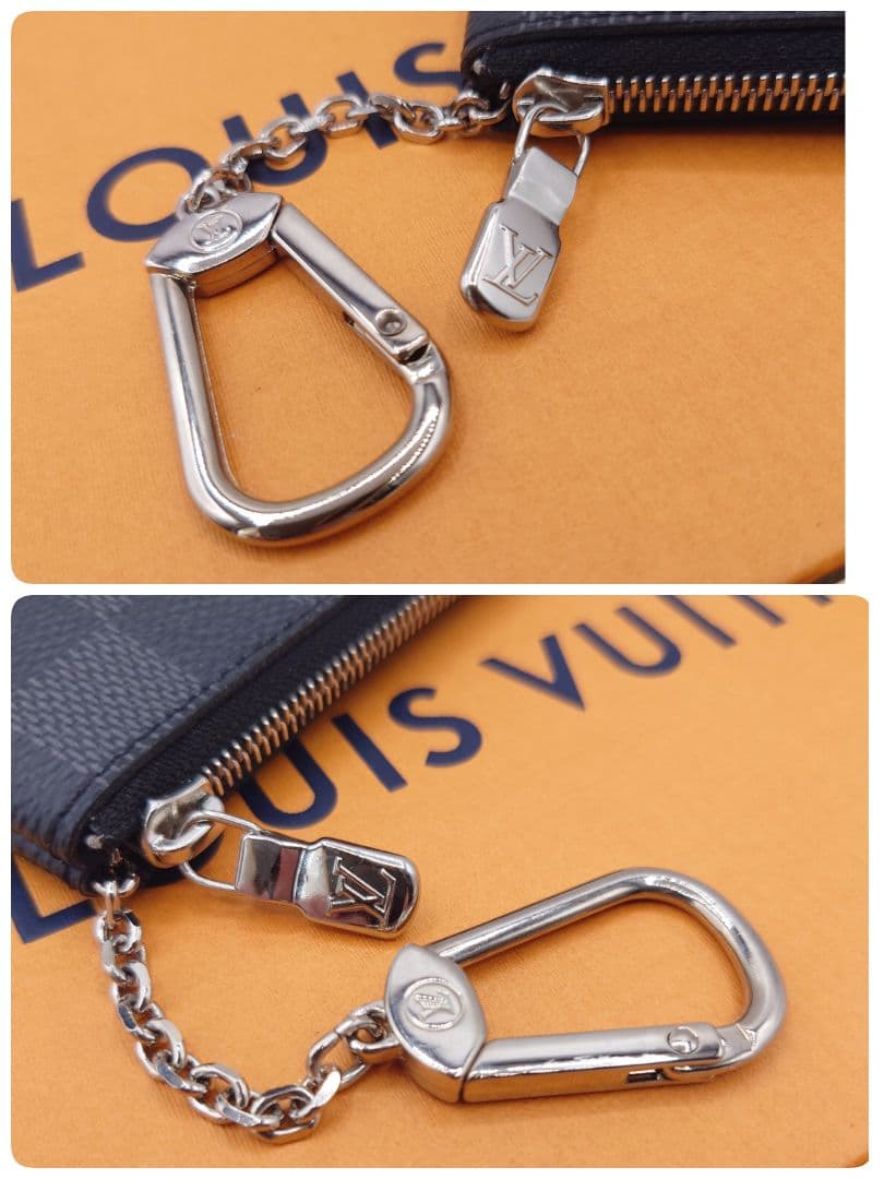 極美品です!ダミエ グラフィット ポシェットクレ N60155 キーリング付