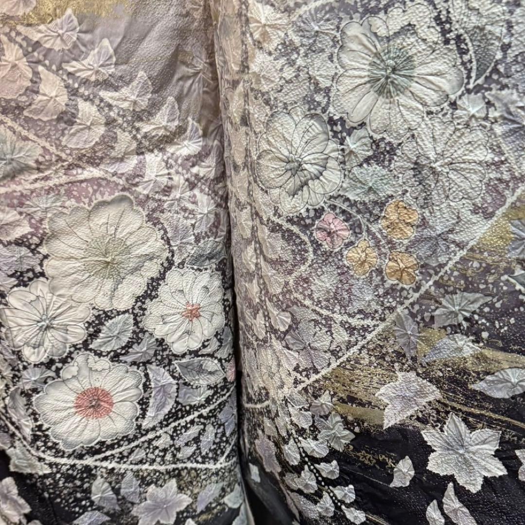 美品　辻ヶ花　銀通し　花絞り　金彩　ぼかし　灰紫　逸品　フルセット　振袖　振り袖