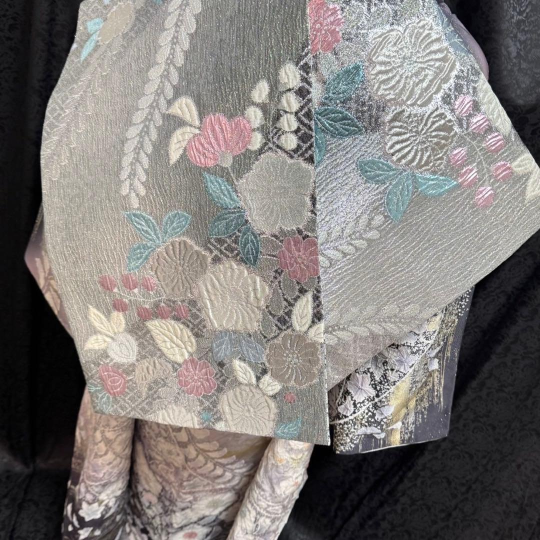 美品　辻ヶ花　銀通し　花絞り　金彩　ぼかし　灰紫　逸品　フルセット　振袖　振り袖
