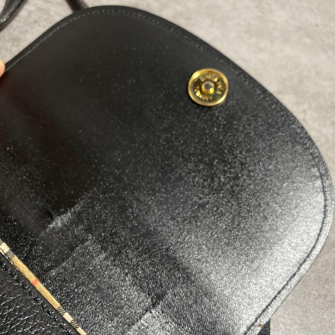 ✨極美品✨Burberrysブラックオールレザーショルダーバッグ　ノバチェック