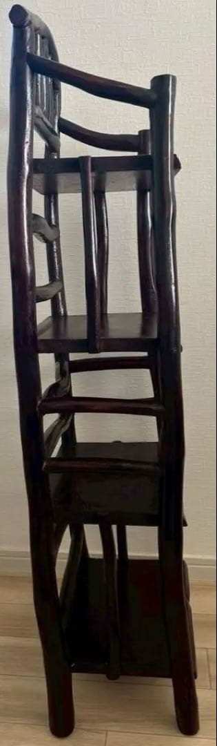 ウッドラック　原木ナチュラル4段　ダークブラウン