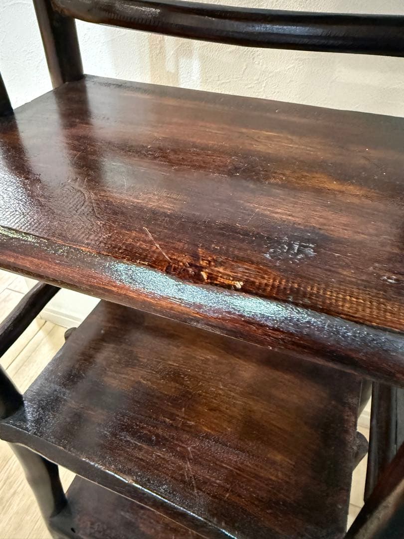 ウッドラック　原木ナチュラル4段　ダークブラウン