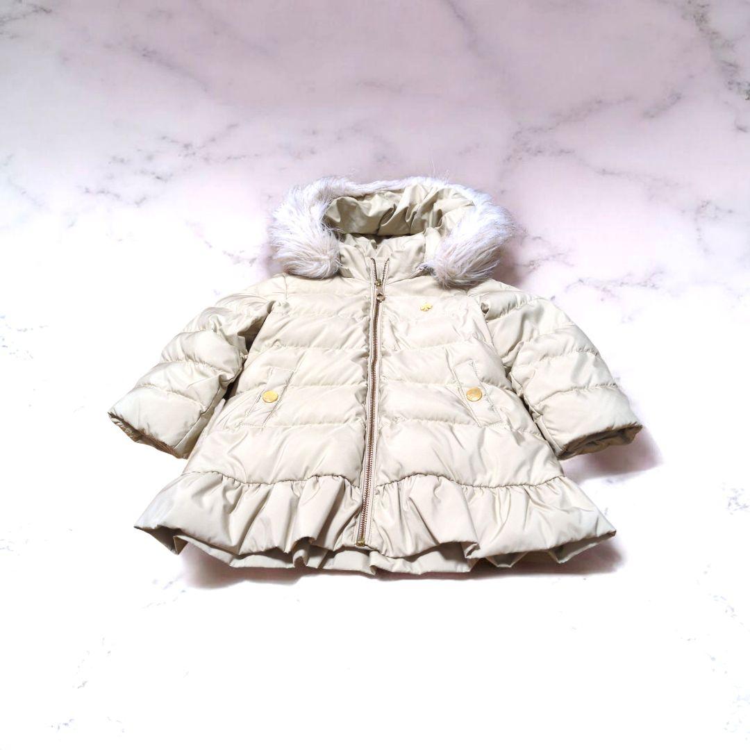 ケイト・スペード　ベージュ フリル付きダウンコート 90cm