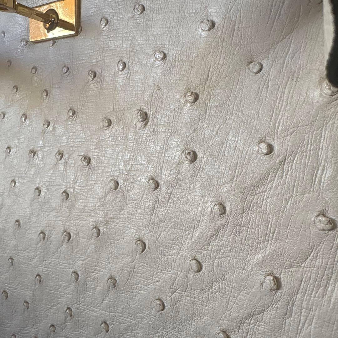 JRA認定 ハンドバッグ ホワイト レザー　クロコ　オーストリッチ