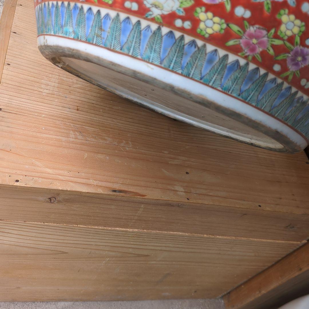 骨董 大型 古伊万里 伊万里 火鉢 十錦手 色絵 鉢カバー 睡蓮鉢 メダカ 金魚