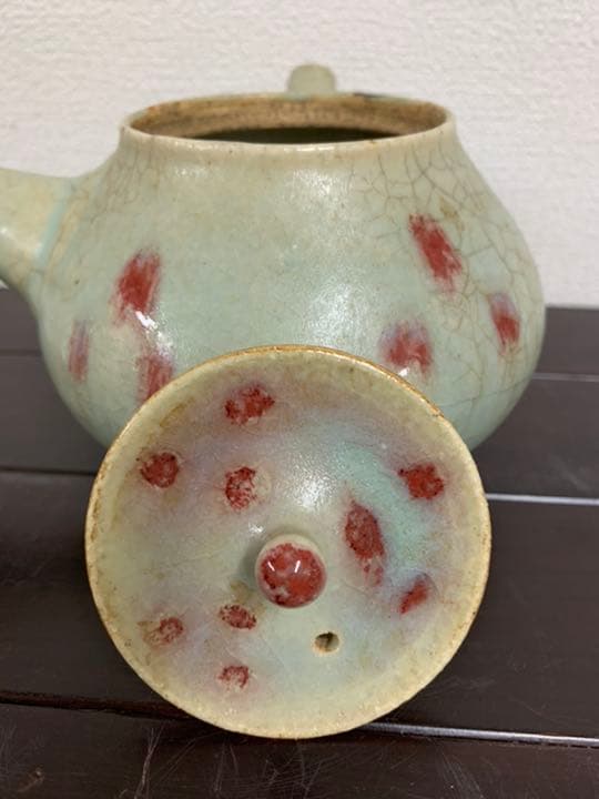 古美術　茶道具　青磁赤釉急須　時代物