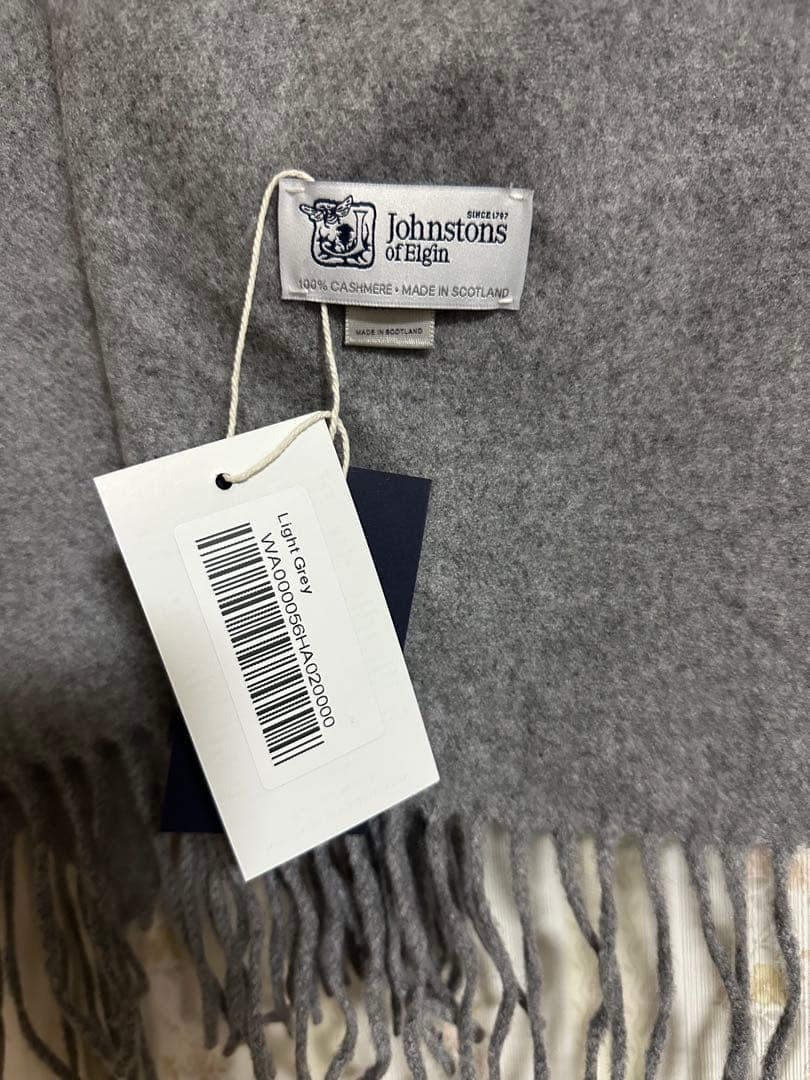 ジョンストンズ カシミア 大判ストール マフラー グレー