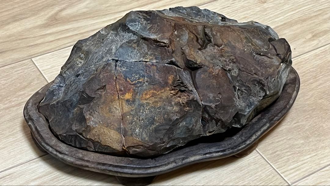 天然石 水石 陶器台座付き 約30cm