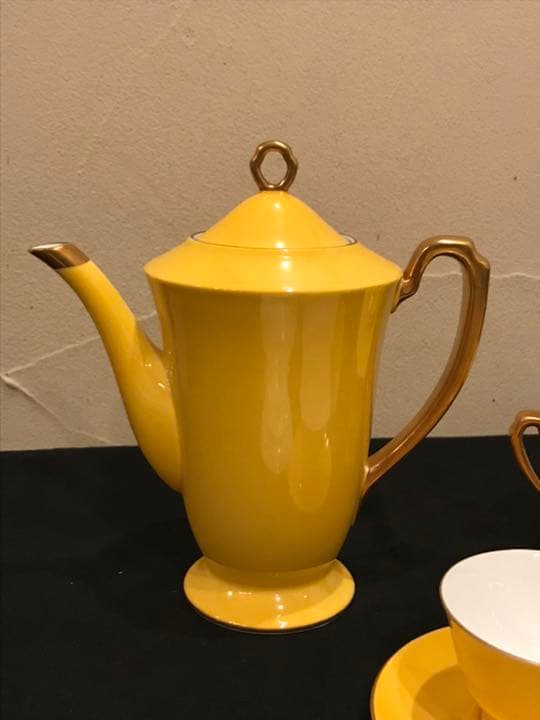 オールドノリタケの素晴らしいコーヒーポットセット　コーヒーカップ、ソーサー７客