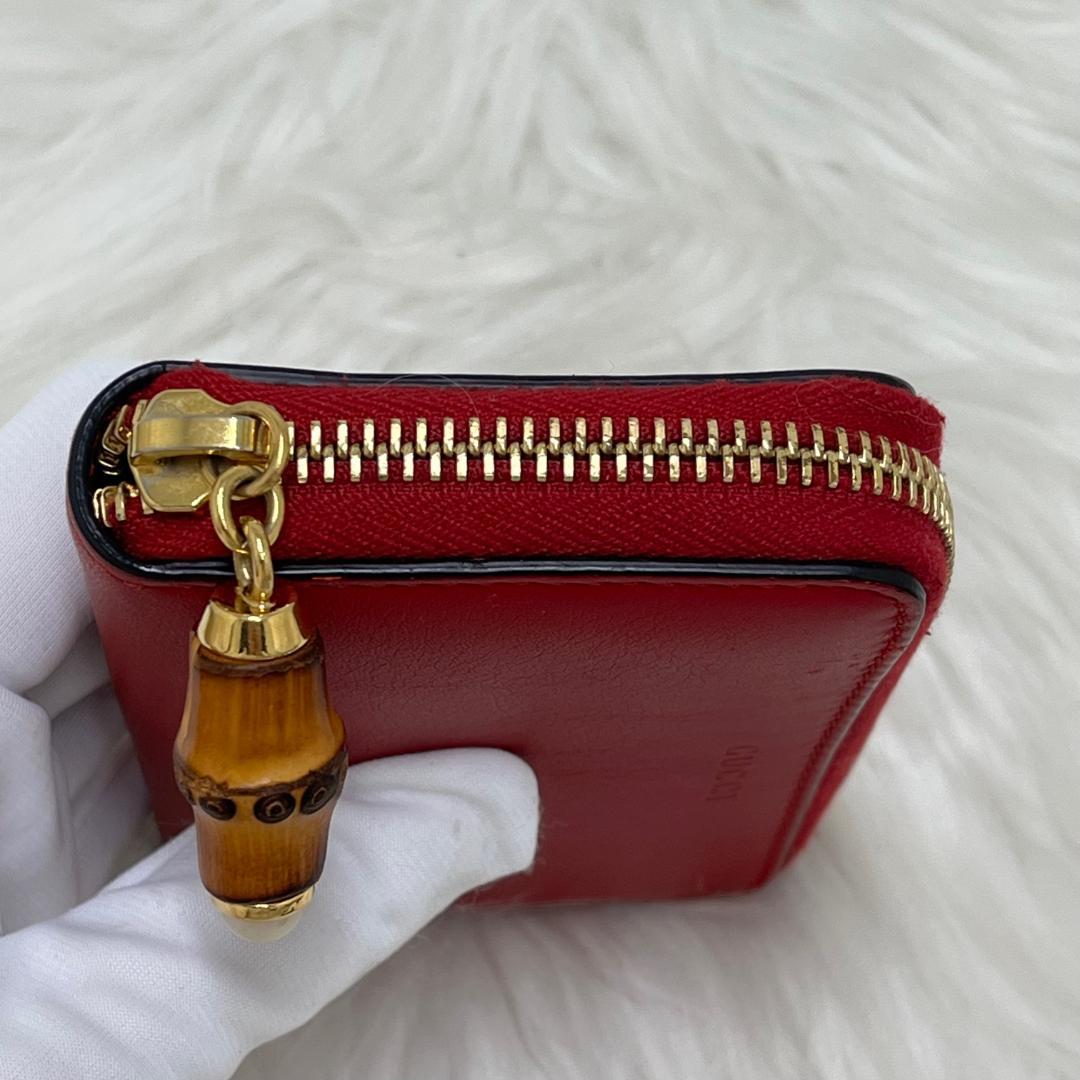 美品✨グッチ　GUCCI　財布　ケース　ラウンドファスナー　レッド