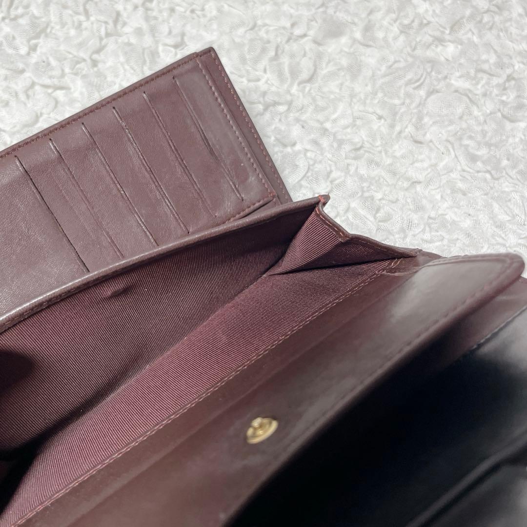 CHANEL マトラッセ シャネル　ココマーク ラムスキン 財布　三つ折り　レザ