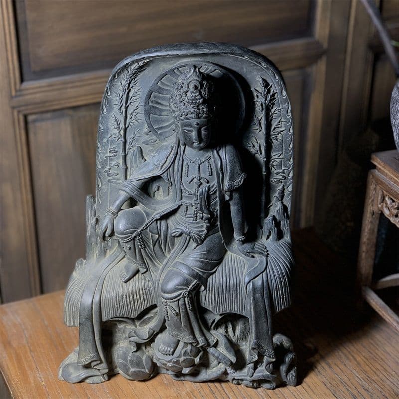 石像 石仏 自在観音 玄関 茶室 禅意 装飾品 工芸品 美術品