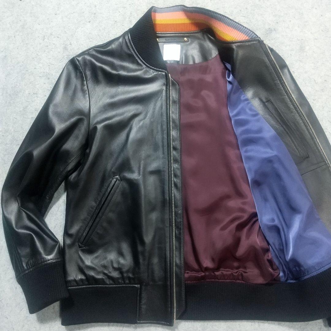 極美品 希少 ポールスミス レザージャケット ブルゾン ma1 ボンバー 現行
