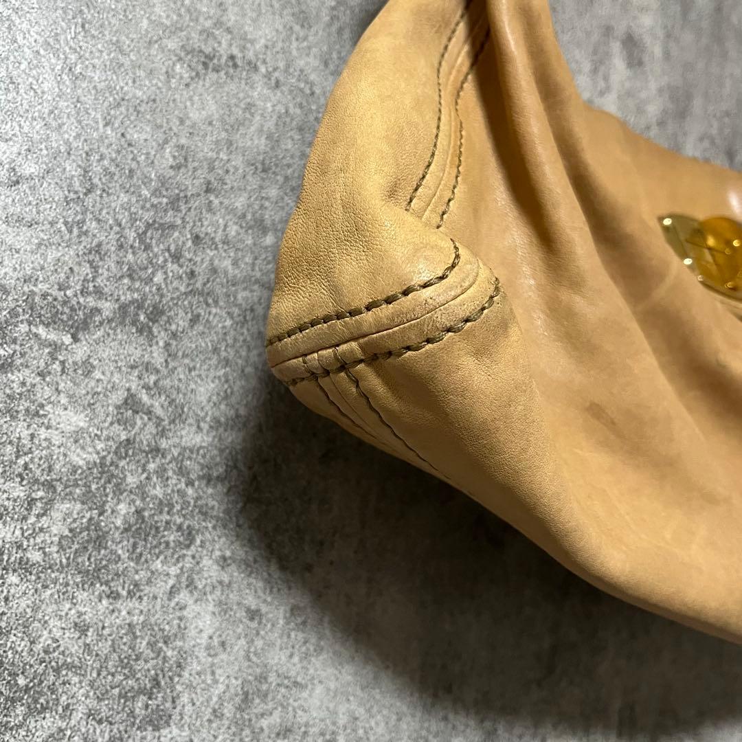 ミュウミュウ miu miu レザー ブラウン ゴールドロゴ ショルダーバッグ