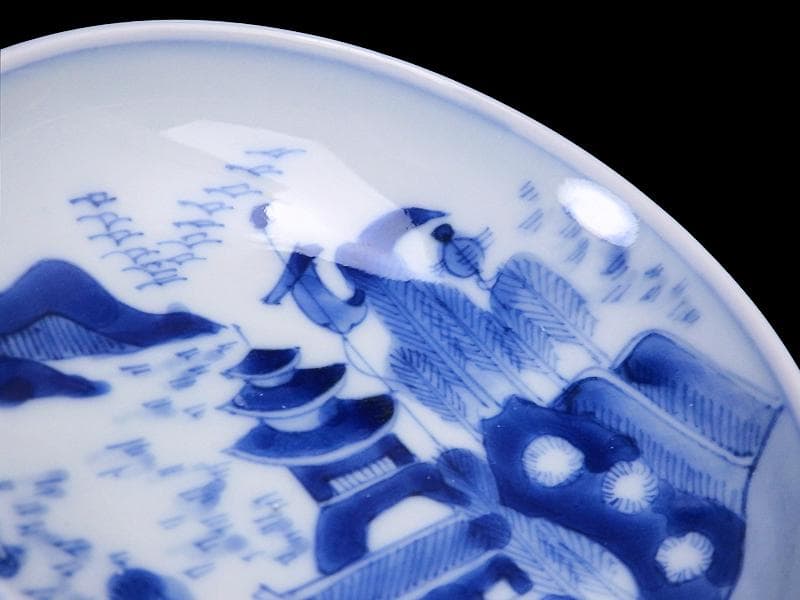 古伊万里　鍋島写　山水楼閣の図　３寸半皿　手塩皿　C128AS-CZh