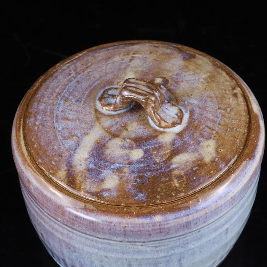 Y3107-2 茶道具 康起造 萩焼水指 共箱 替え蓋付　　　R.R.R