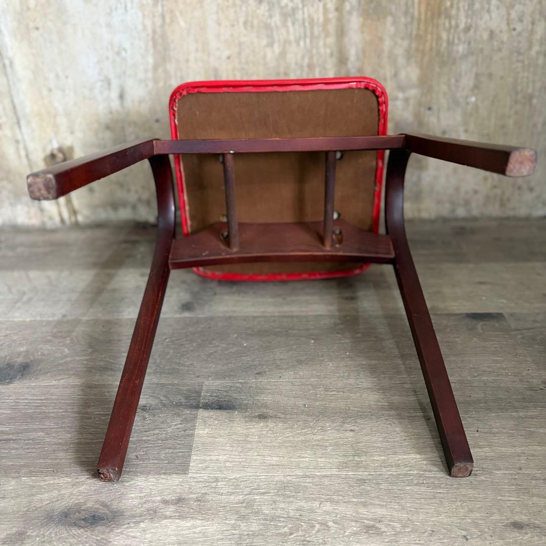 秋田木工　スタッキングスツール　レッド　剣持勇　曲木　①