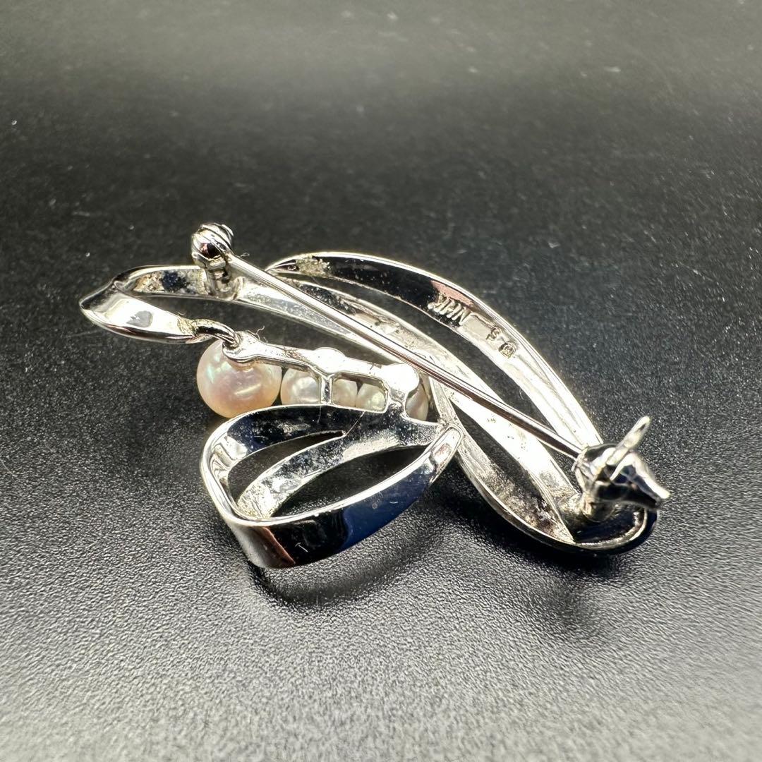 極美品✨　MIKIMOTO ミキモト　パール　ブローチ　ロゴ　刻印　1466