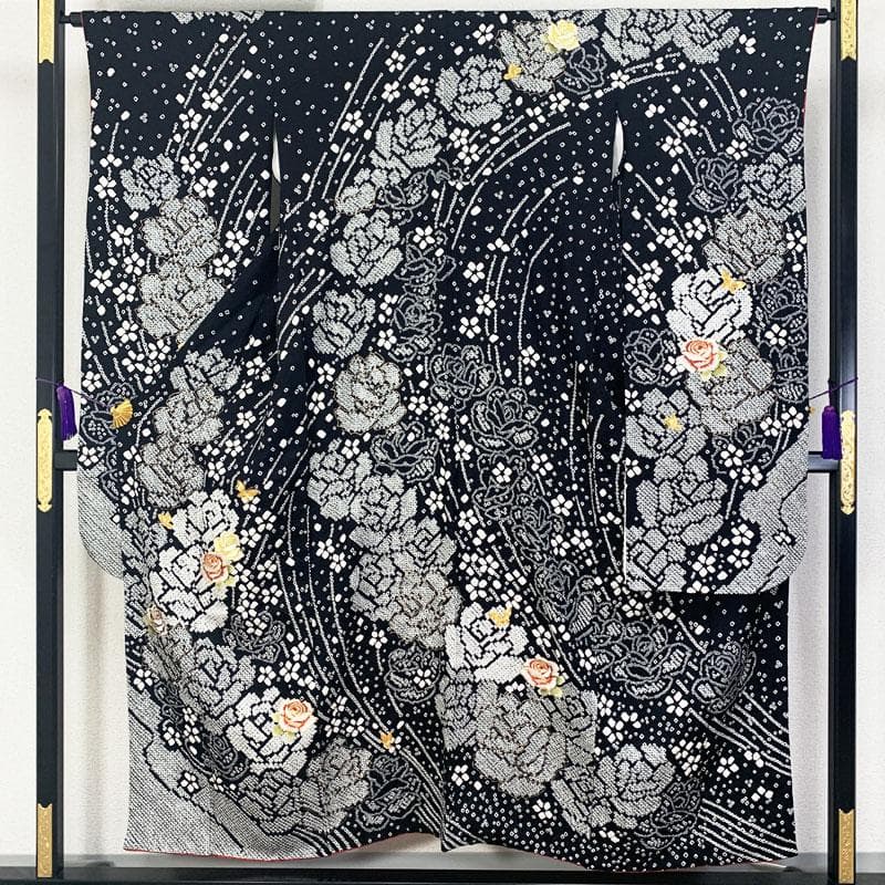 506z22☆中振袖 総絞り 小柄な方にも 刺繍☆美品 成人式 結婚式 十三参り