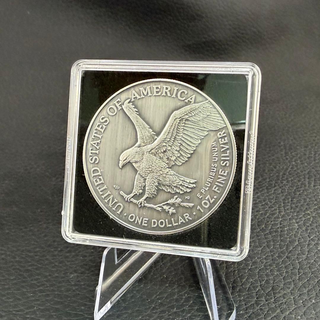 世界300枚限定 イーグル 銀貨 カラー + アンティーク仕上げ 稲妻の騎士