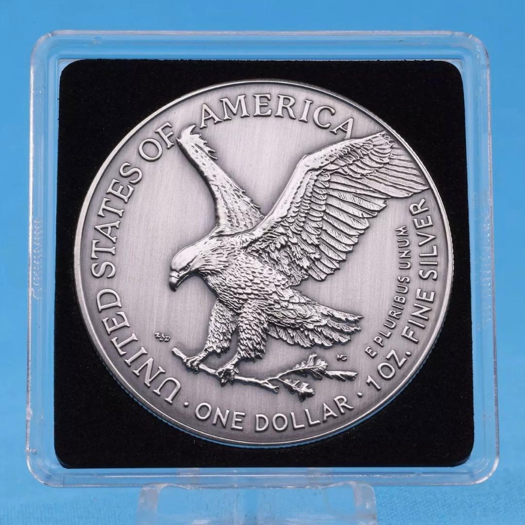 世界300枚限定 イーグル 銀貨 カラー + アンティーク仕上げ 稲妻の騎士