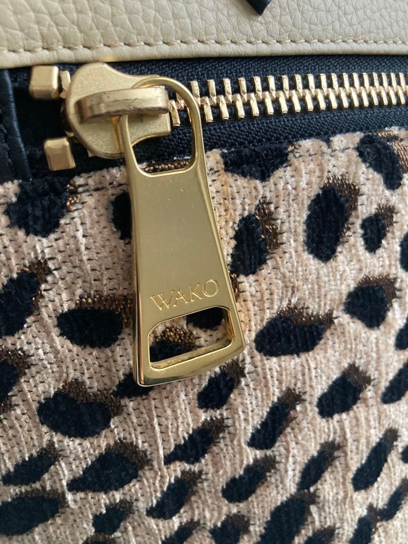 未使用 WAKO 銀座和光 ハンドバッグ アニマル柄 ファー レザー シボ革