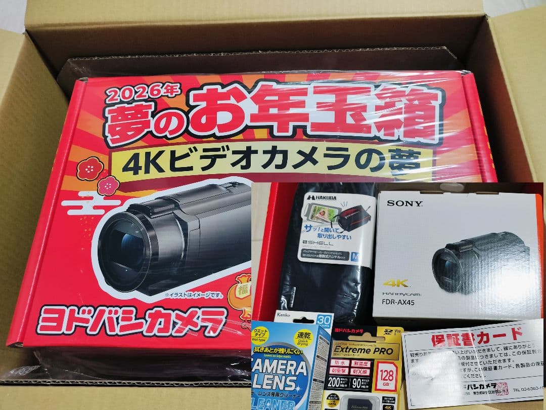 新品 4Kビデオカメラの夢 Sony ソニー FDR-AX45　ヨドバシ福袋